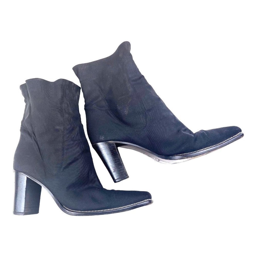 Armando Pollini Vintage Sock Boots 70s Go Go Style Black stretch Size 39 EUR / 8